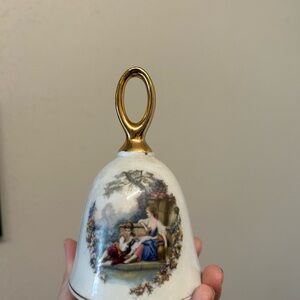 Vintage Decorative Porcelain Bell with Gold Handle